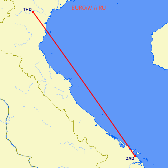 перелет Да Нанг — Тханьхоа на карте