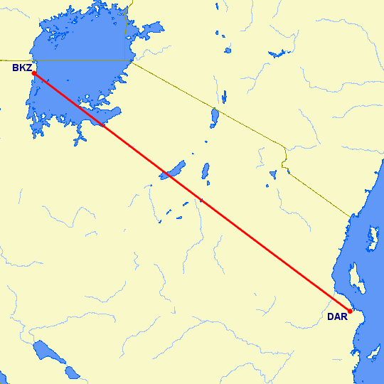 перелет Дар Ес Салаам — Букоба на карте