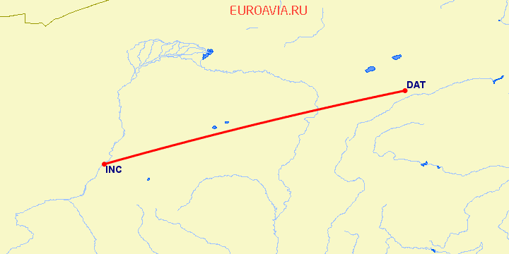 перелет Датонг — Фучуан на карте
