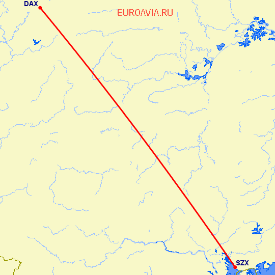 перелет Дэцзян — Шэньчжэнь на карте