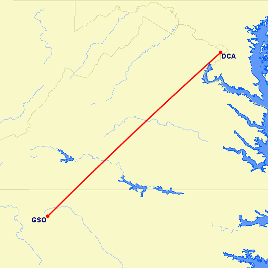 перелет Вашингтон — High Point на карте