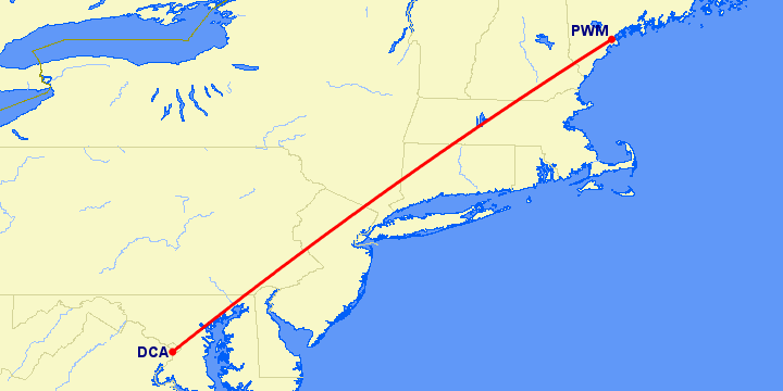 перелет Вашингтон — Портленд на карте