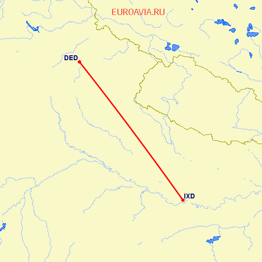 перелет Дера Дун — Аллахабад на карте