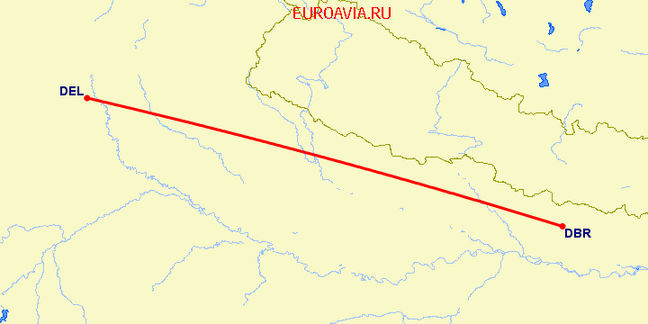 перелет Нью Дели — Дарбханга на карте