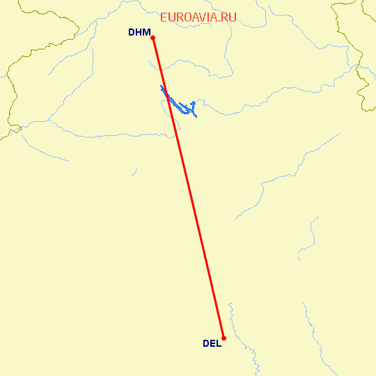 перелет Нью Дели — Дхарамсала на карте