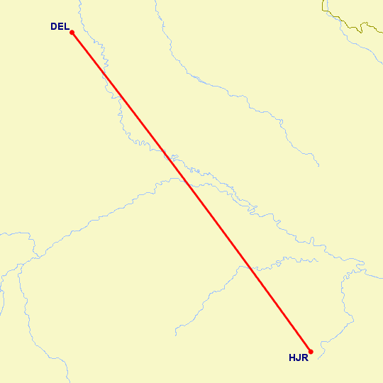 перелет Нью Дели — Кхаджурахо на карте