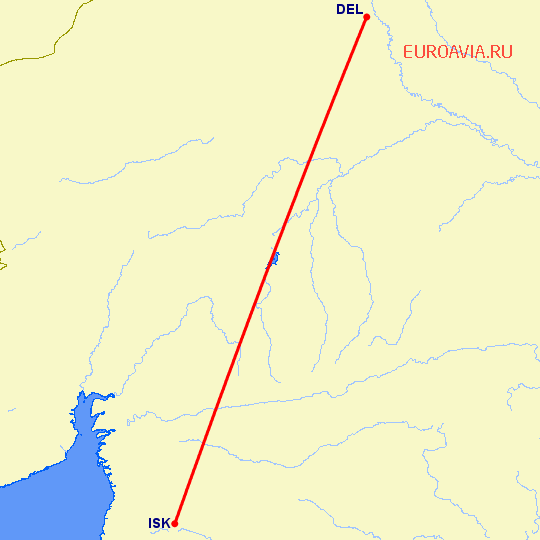 перелет Нью Дели — Насик на карте