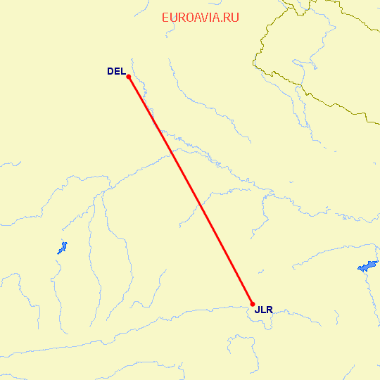 перелет Нью Дели — Джабалпур на карте