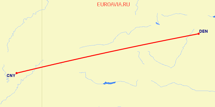 перелет Денвер — Моаб на карте