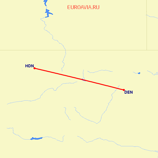 перелет Денвер — Hayden на карте