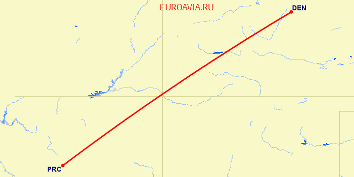 перелет Денвер — Prescott на карте