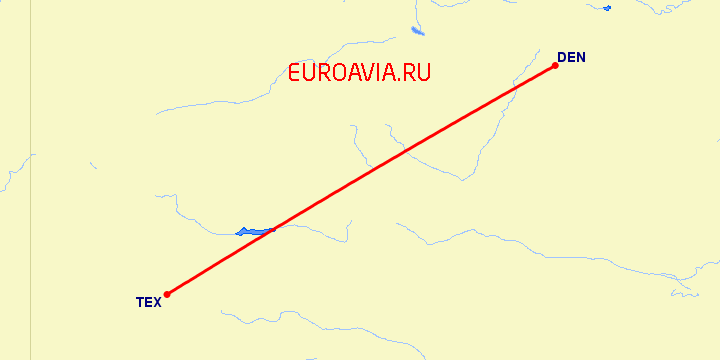 перелет Денвер — Telluride на карте