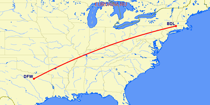 перелет Даллас — Виндзор Локс на карте