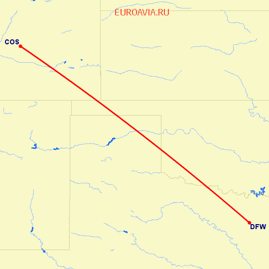 перелет Даллас — Колорадо Спрингс на карте