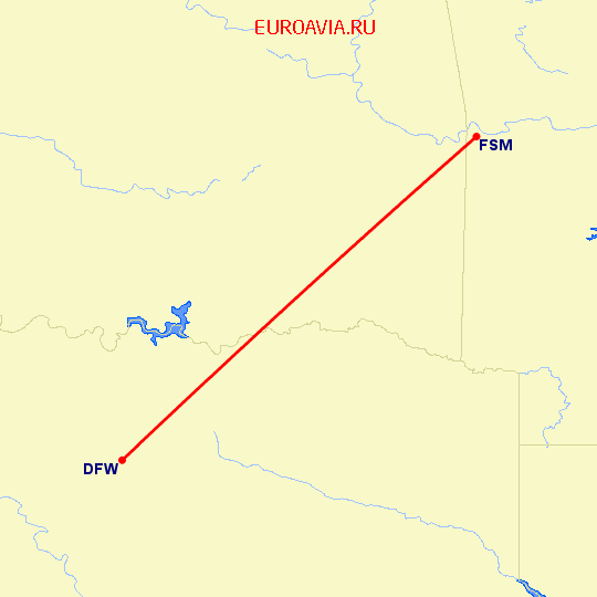 перелет Даллас — Fort Smith на карте
