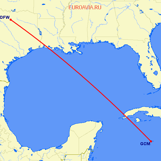 перелет Даллас — Georgetown на карте