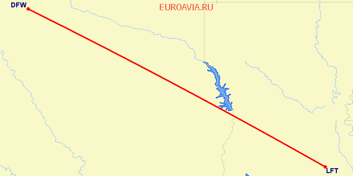 перелет Даллас — New Iberia на карте