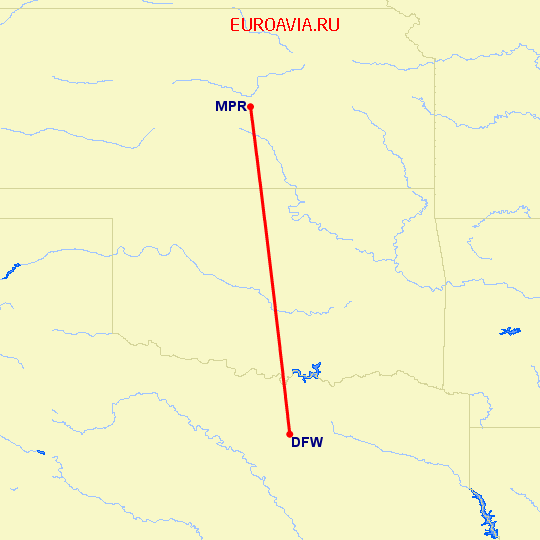 перелет Даллас — Mcpherson на карте