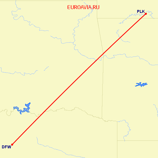 перелет Даллас — Branson point Lookout на карте