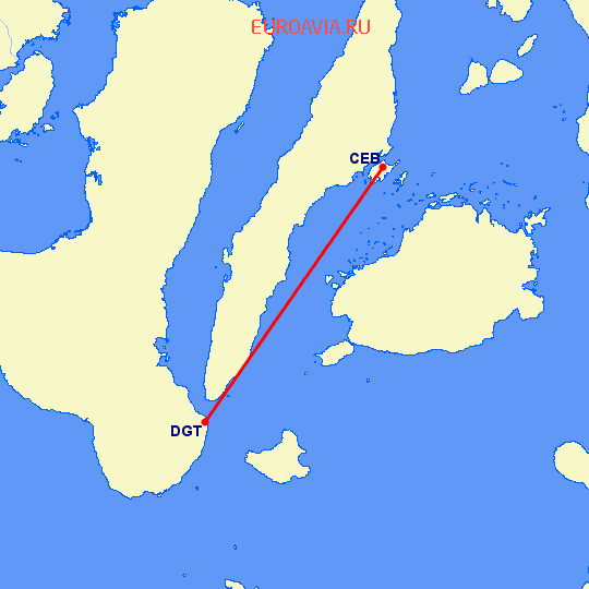 перелет Думагете — Кебу на карте