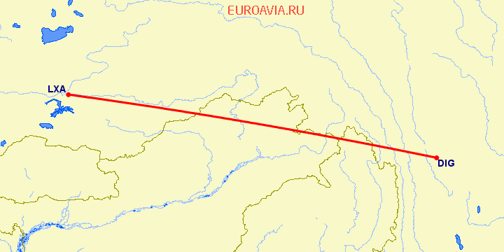 перелет Diqing — Gonggar на карте