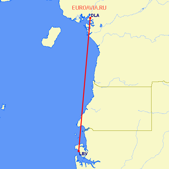 перелет Дуала — Либревилль на карте
