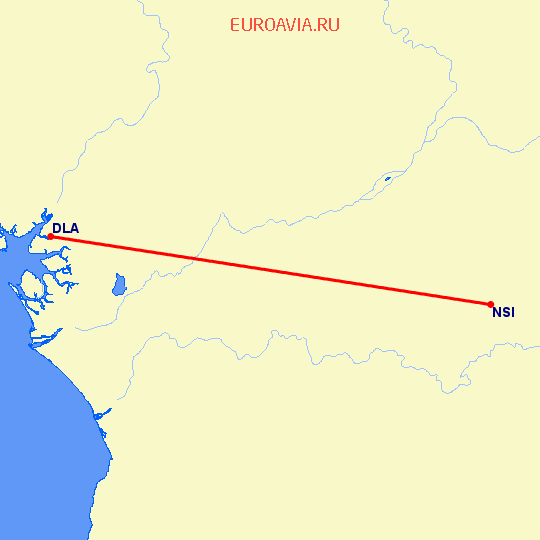 перелет Дуала — Яунде на карте