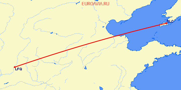 перелет Далиан — Линфен на карте