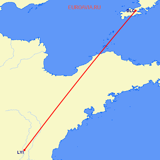 перелет Далиан — Linyi на карте