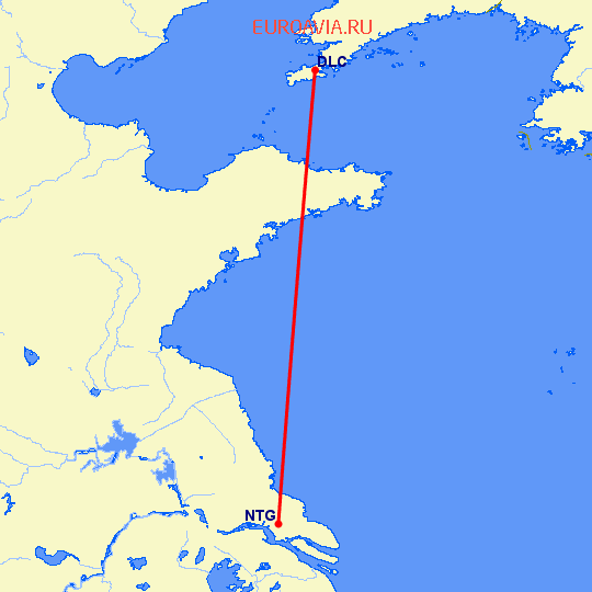перелет Далиан — Наньтун на карте