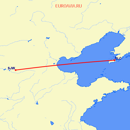 перелет Далиан — Шицзяжун на карте