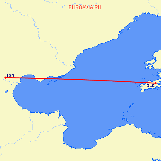 перелет Далиан — Тяньцзинь на карте