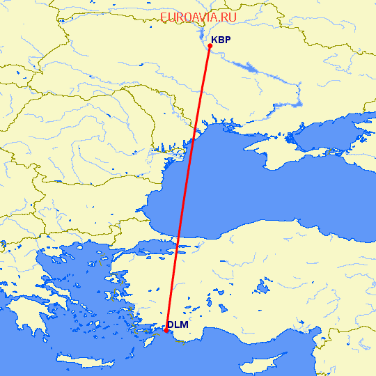перелет Даламан — Киев на карте