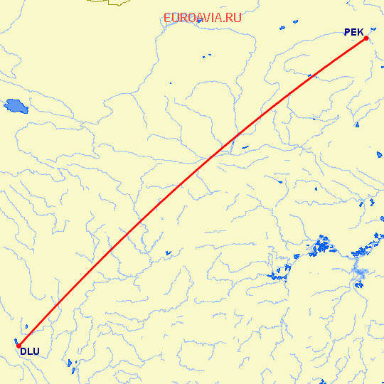 перелет Dali City — Пекин на карте