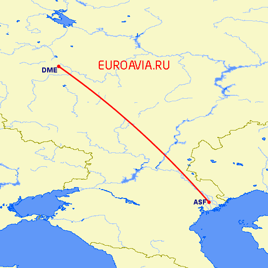 перелет Москва — Астрахань на карте