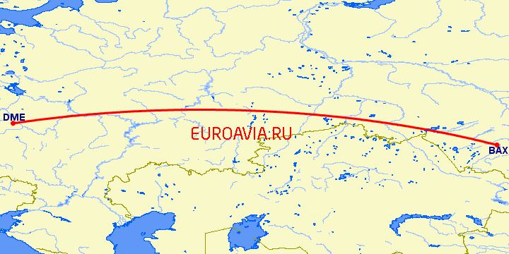 перелет Москва — Барнаул на карте