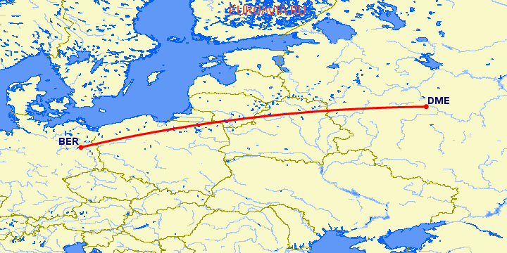 перелет Москва — Берлин на карте