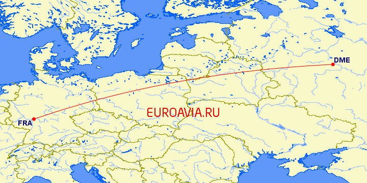 перелет Москва — Франкфурт на Майне на карте