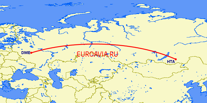 перелет Москва — Чита на карте