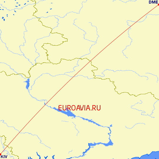 перелет Москва — Кишинев на карте