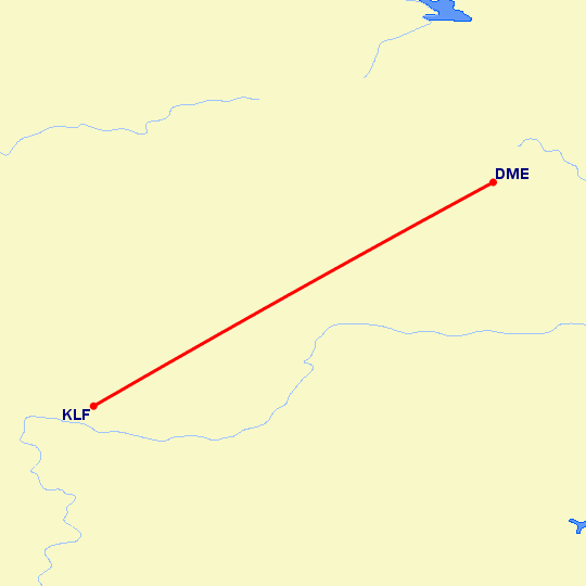 перелет Москва — Калуга на карте