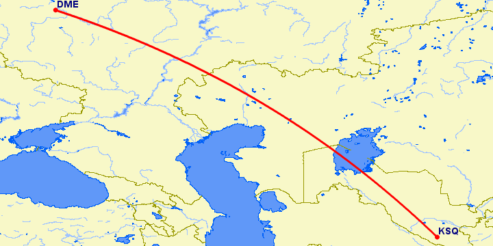 перелет Москва — Карши на карте