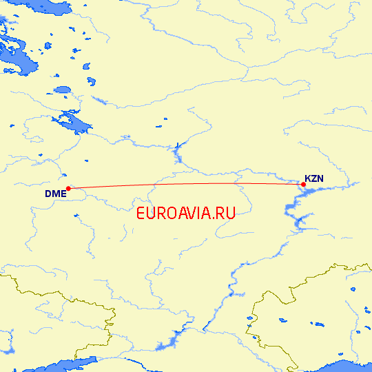 перелет Москва — Казань на карте