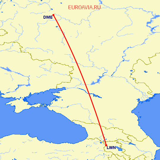перелет Москва — Гюмри на карте