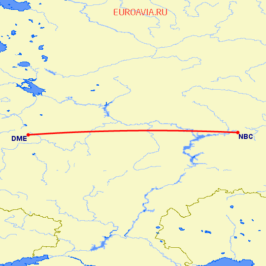 перелет Москва — Набережные Челны на карте