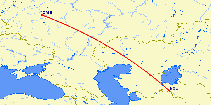 перелет Москва — Нукус на карте