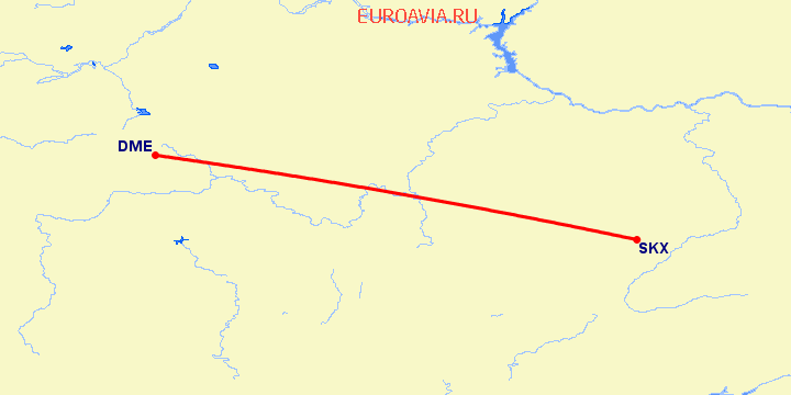перелет Москва — Саранск на карте