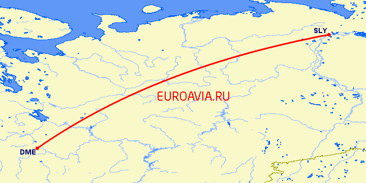 перелет Москва — Салехард на карте
