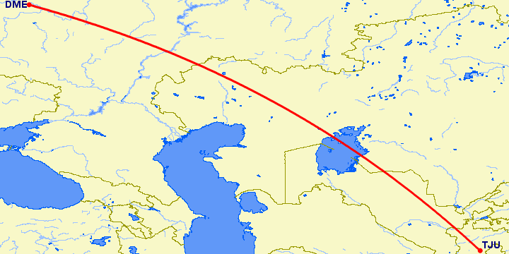 перелет Москва — Куляб на карте