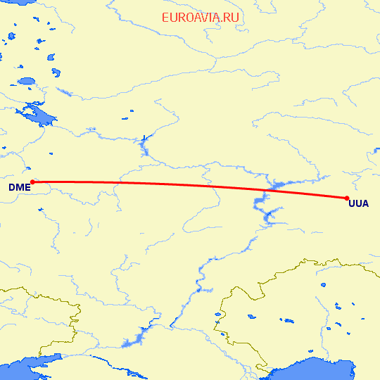 перелет Москва — Бугульма на карте